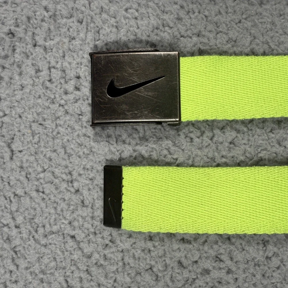 Y2K Nike Web Belt Volt Mens Adjustable Belt Buckle Golf Sporty Athleisure